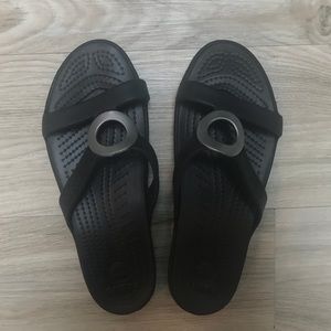 Black Croc Sandals
